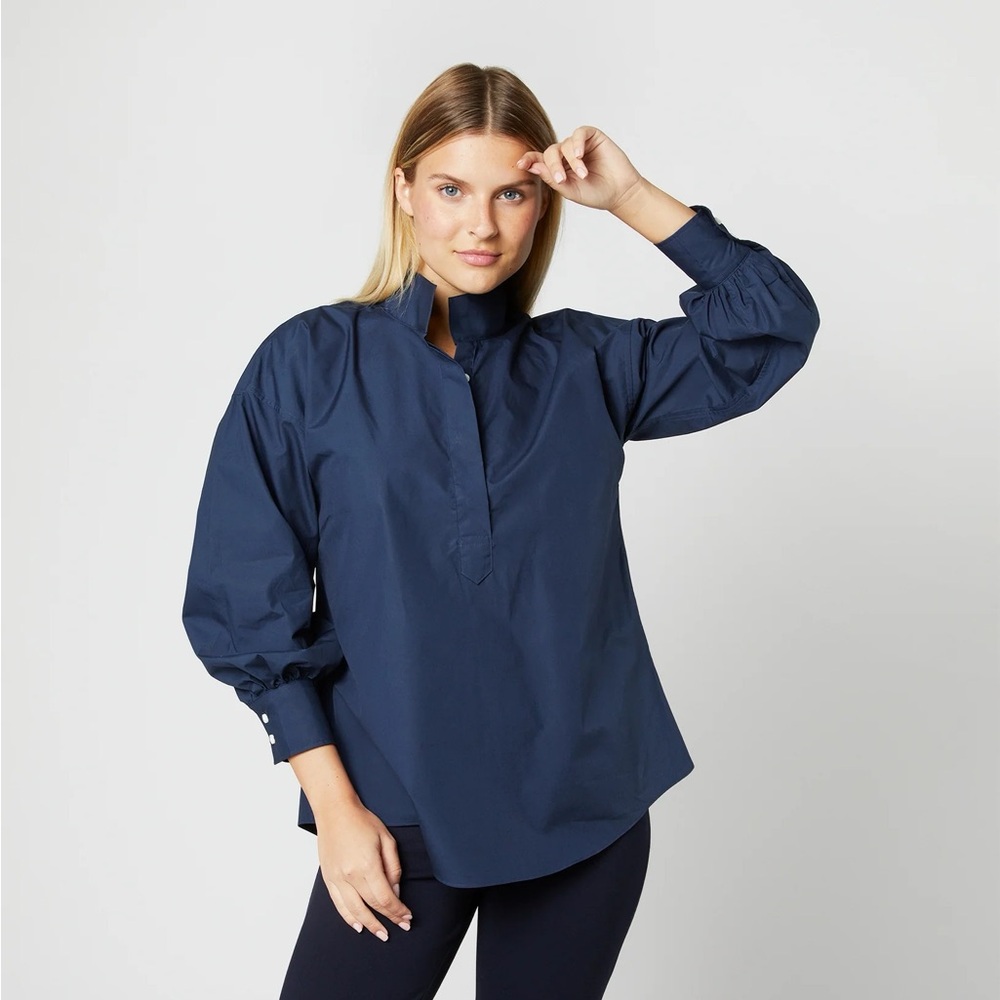 Ann Mashburn Anaya Popover in navy, size XS.